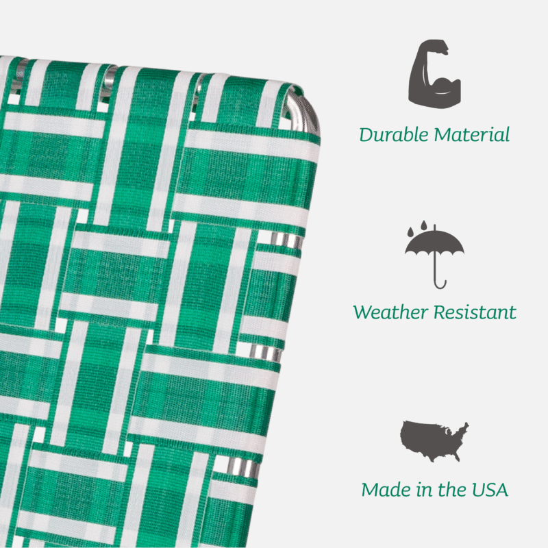 Green and White Stripe Classic Lawn Chair - Image 2