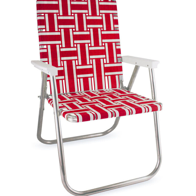 Red and White Stripe Classic Lawn Chair