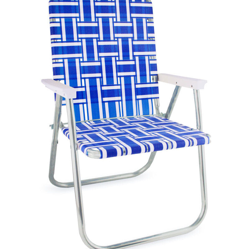 Blue and White Stripe Classic Lawn Chair