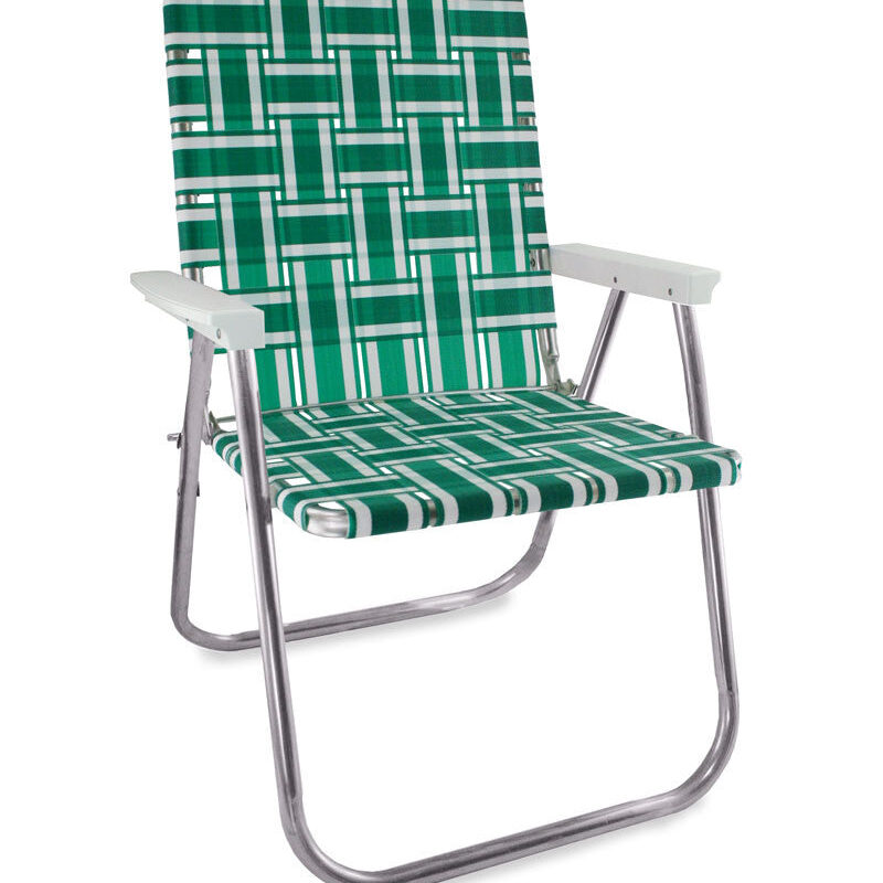 Green and White Stripe Classic Lawn Chair