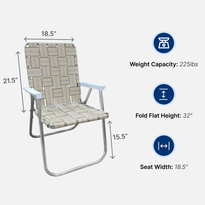 Tan Stripe Classic Lawn Chair - Image 5