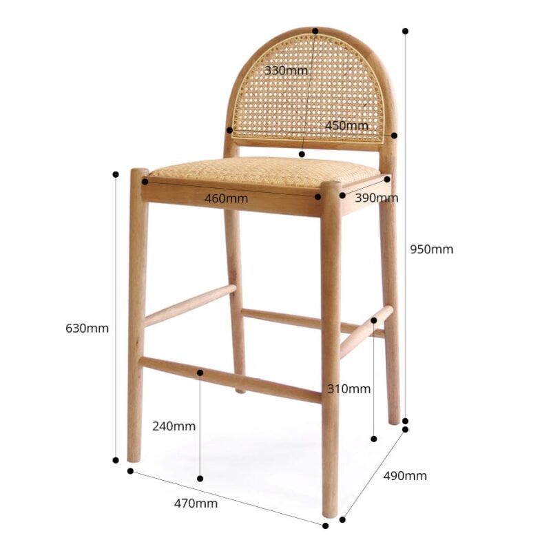 Bungalow Arched Rattan & Oak Counter Stool - Image 16