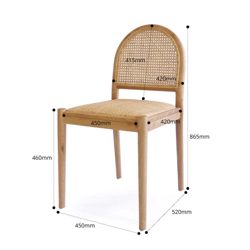 Bungalow Arched Rattan & Oak Dining Chair | Set of 2 - Image 18