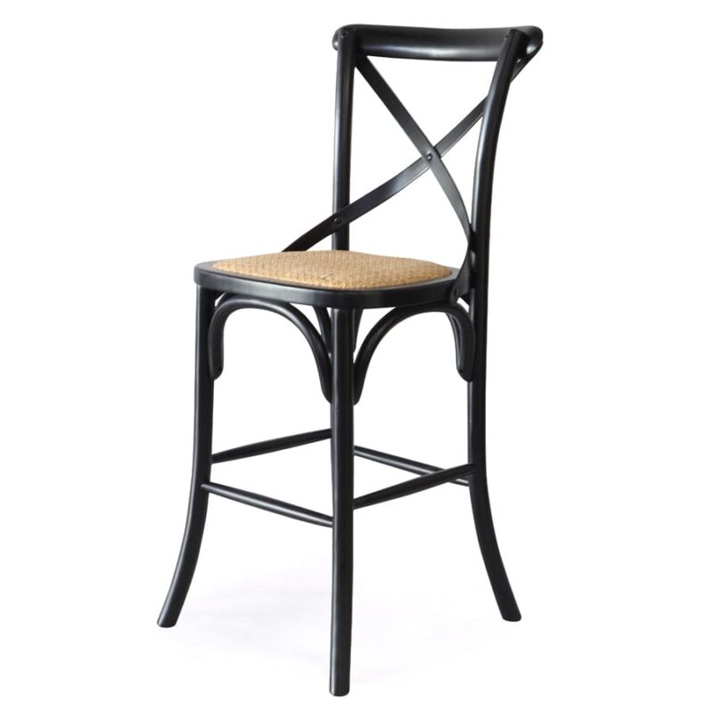 Cross Back Counter Stool Black