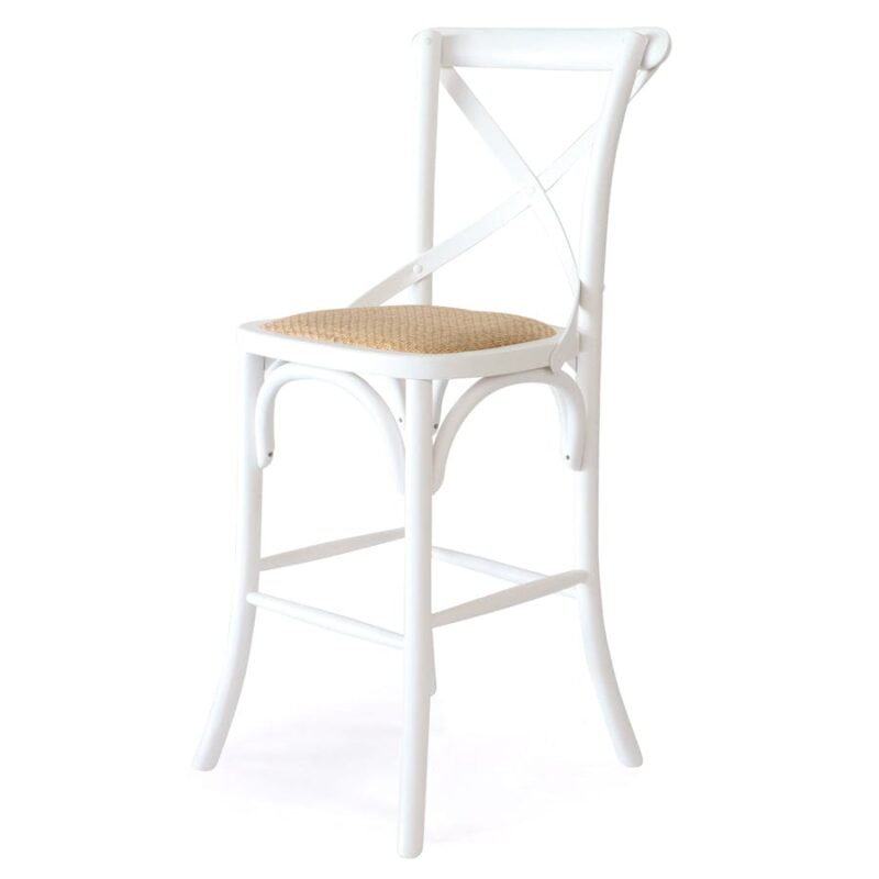 Cross Back Counter Stool White