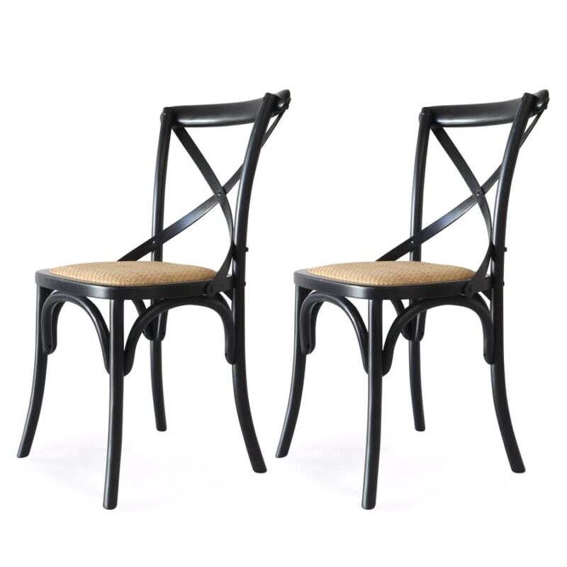 Cross Back Dining Chair Black | Set of 2