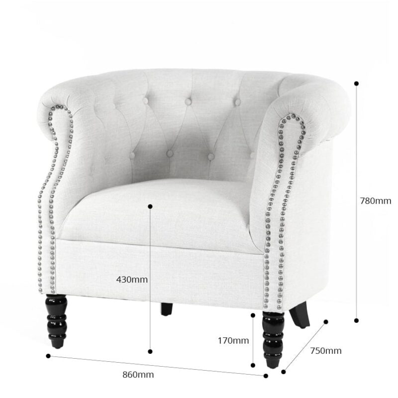 Esther Tub Chair Linen White - Image 11