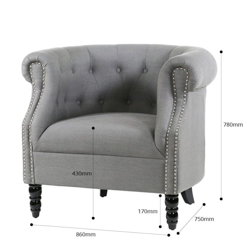 Esther Tub Chair Grey - Image 8