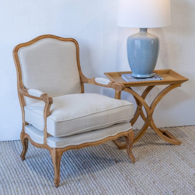 French Provincial Occasional Chair Stone - Image 2