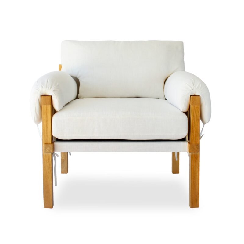 Harper Linen & Oak Arm Chair Off White - Image 3