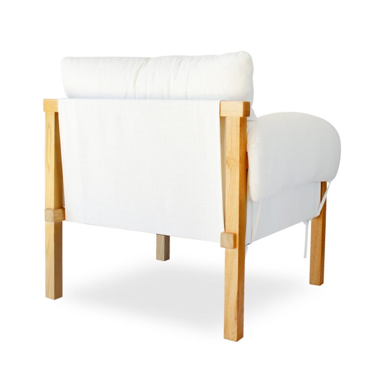 Harper Linen & Oak Arm Chair Off White - Image 5
