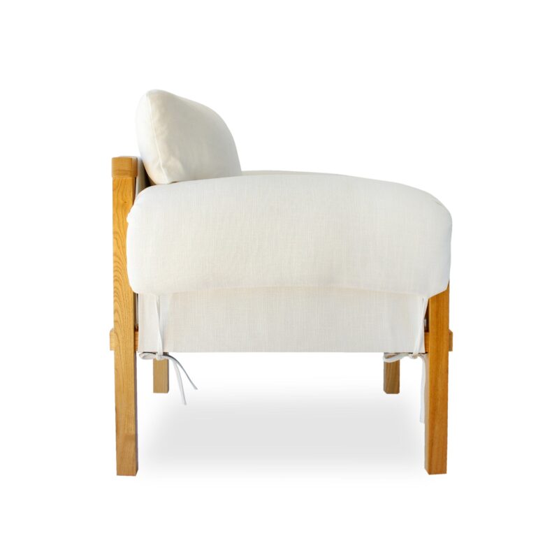 Harper Linen & Oak Arm Chair Off White - Image 4
