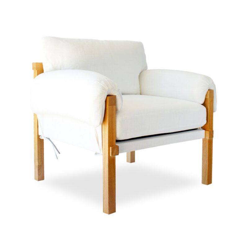 Harper Linen & Oak Arm Chair Off White