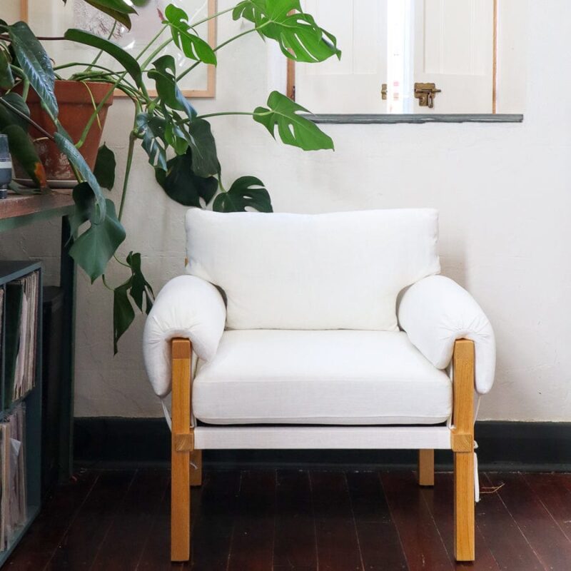 Harper Linen & Oak Arm Chair Off White - Image 2
