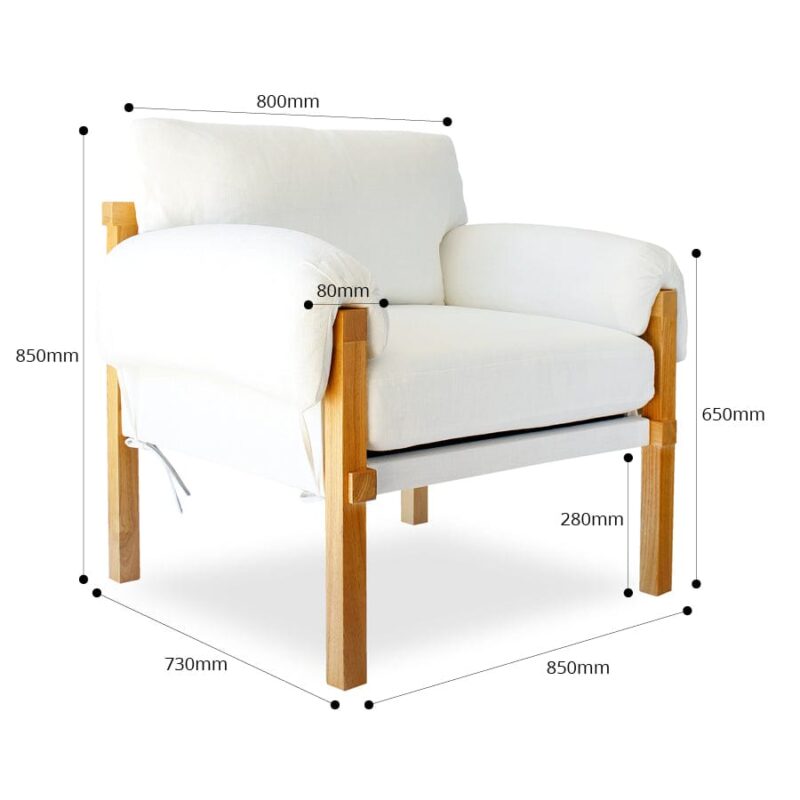 Harper Linen & Oak Arm Chair Off White - Image 10