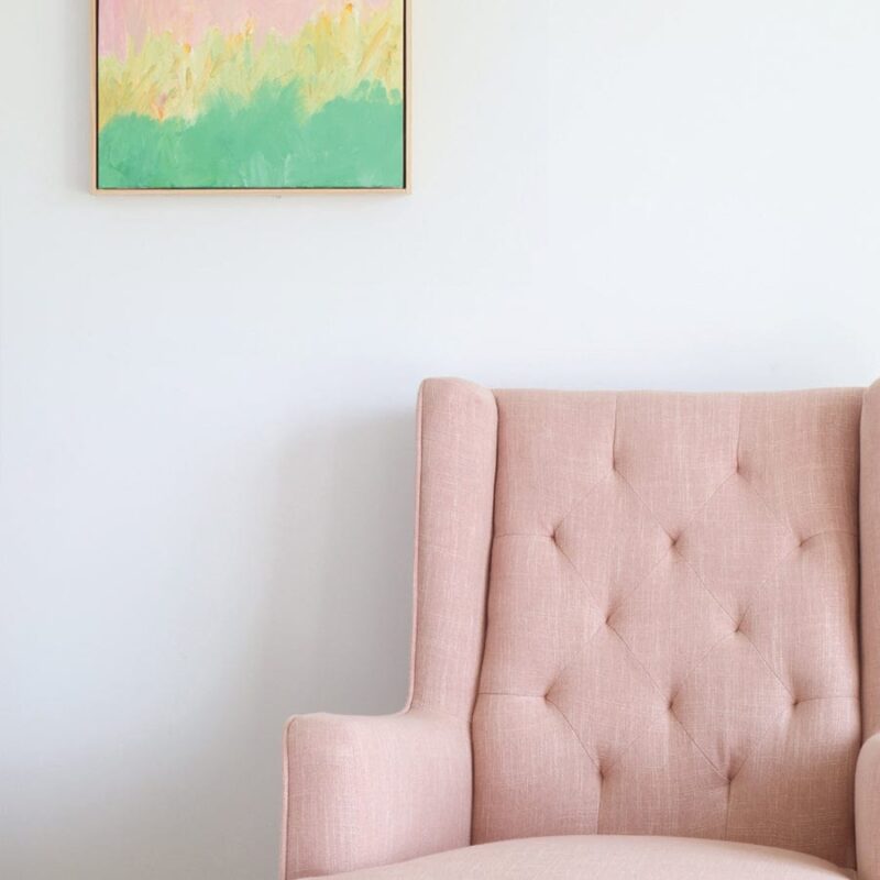 Isla Wingback Rocking Chair Dusty Pink White Legs - Image 11