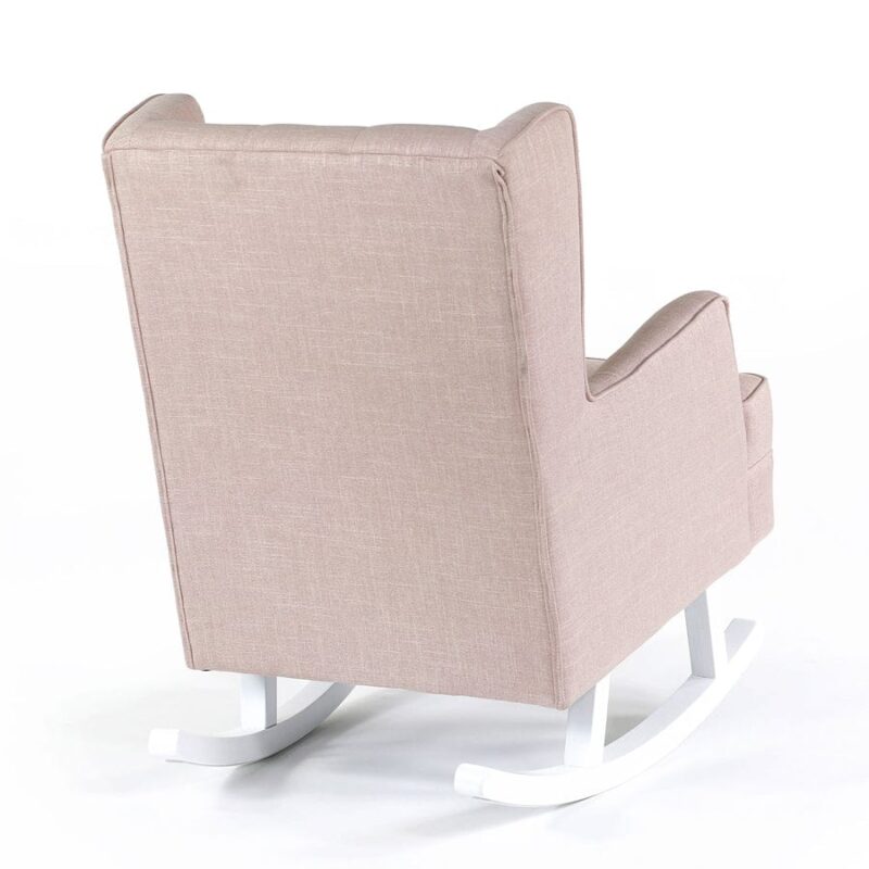 Isla Wingback Rocking Chair Dusty Pink White Legs - Image 4