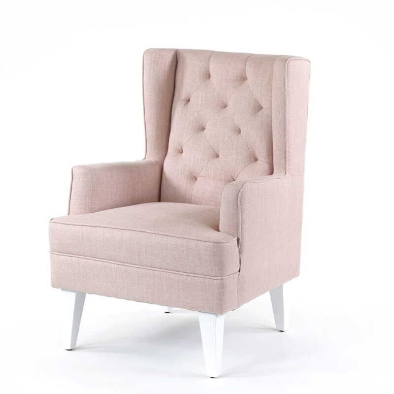 Isla Wingback Rocking Chair Dusty Pink White Legs - Image 5