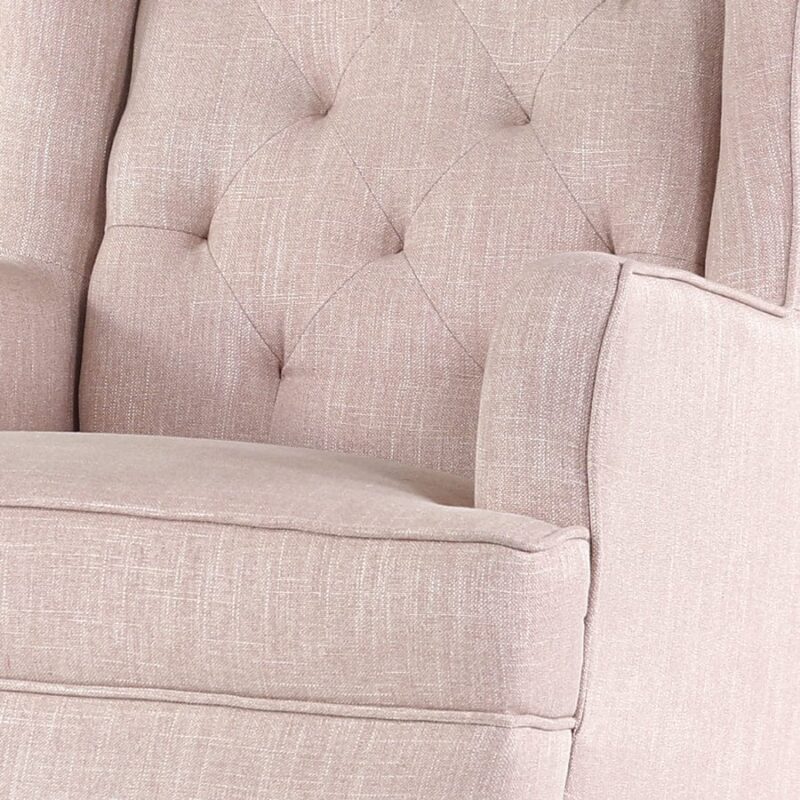 Isla Wingback Rocking Chair Dusty Pink White Legs - Image 6