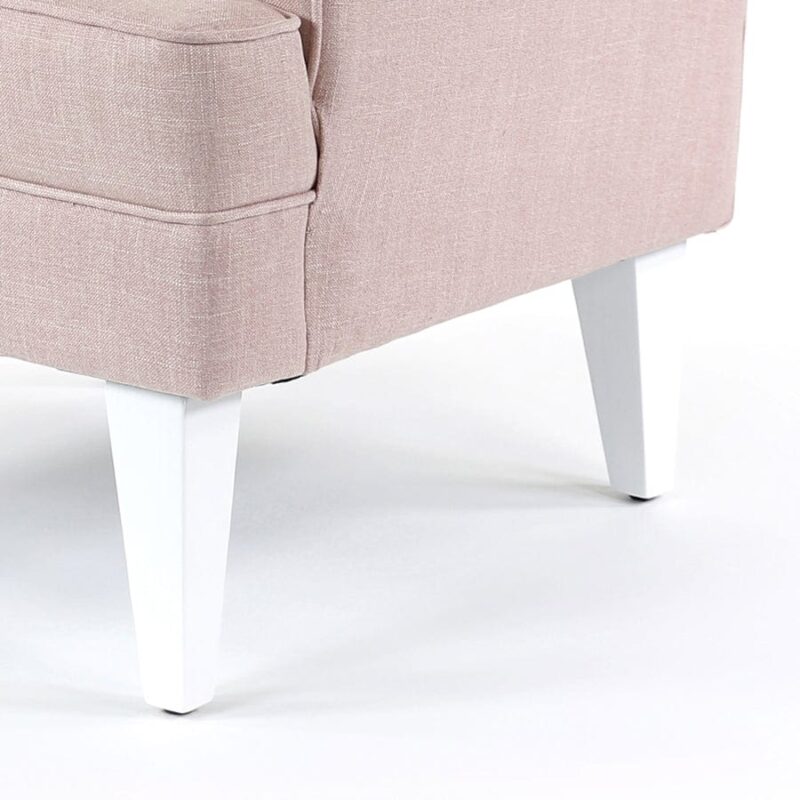 Isla Wingback Rocking Chair Dusty Pink White Legs - Image 9