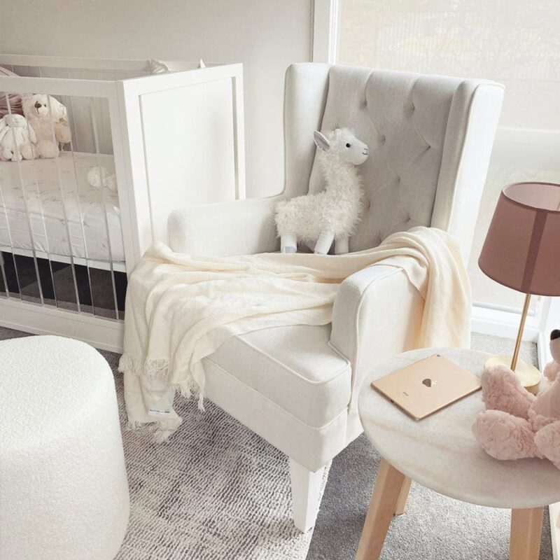 Isla Wingback Rocking Chair Linen White White Legs - Image 20