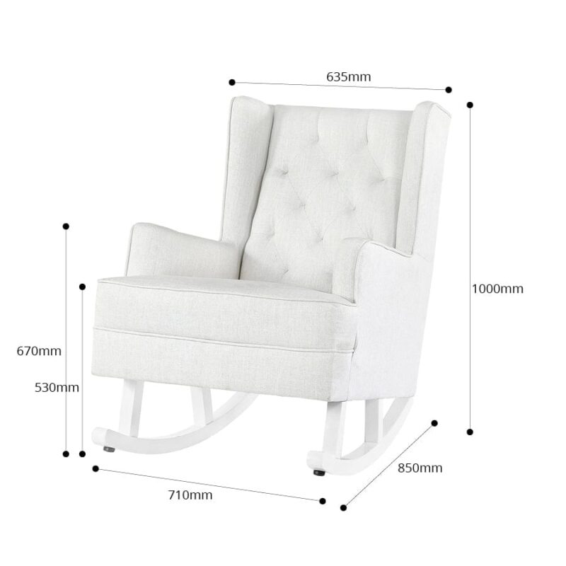 Isla Wingback Rocking Chair Linen White White Legs - Image 21