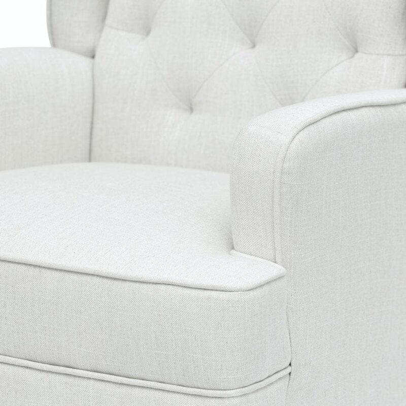 Isla Wingback Rocking Chair Linen White White Legs - Image 6