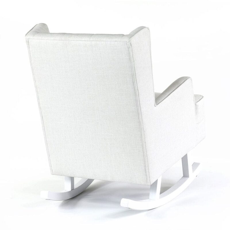Isla Wingback Rocking Chair Linen White White Legs - Image 4