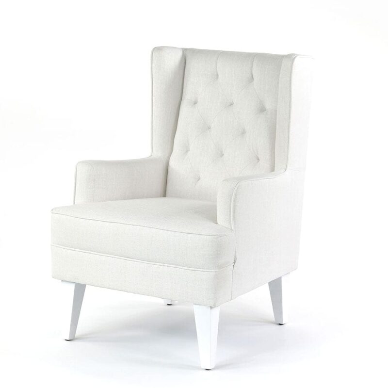 Isla Wingback Rocking Chair Linen White White Legs - Image 5