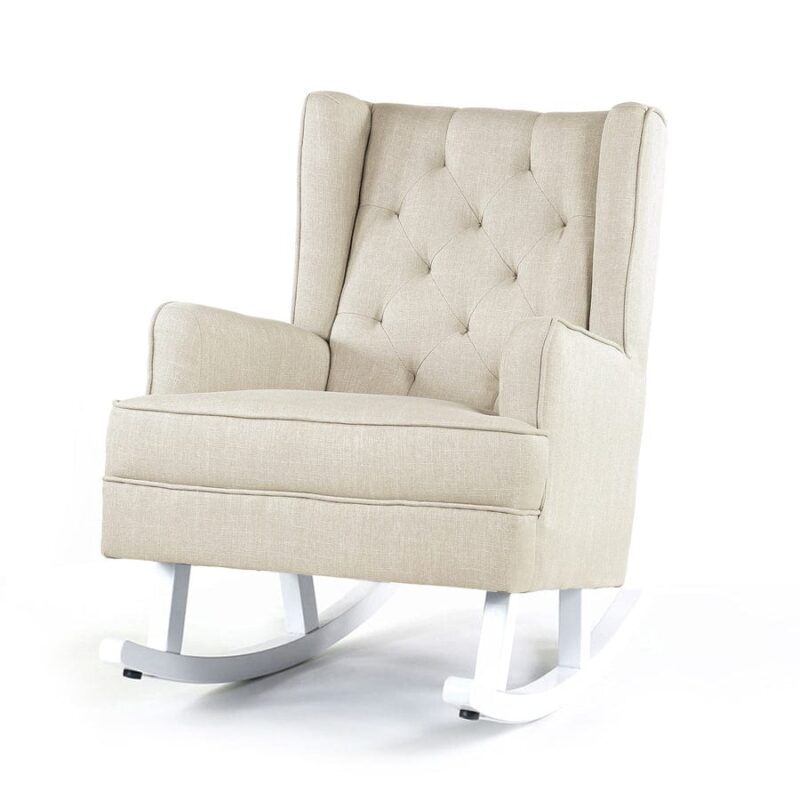 Isla Wingback Rocking Chair Wheat White Legs