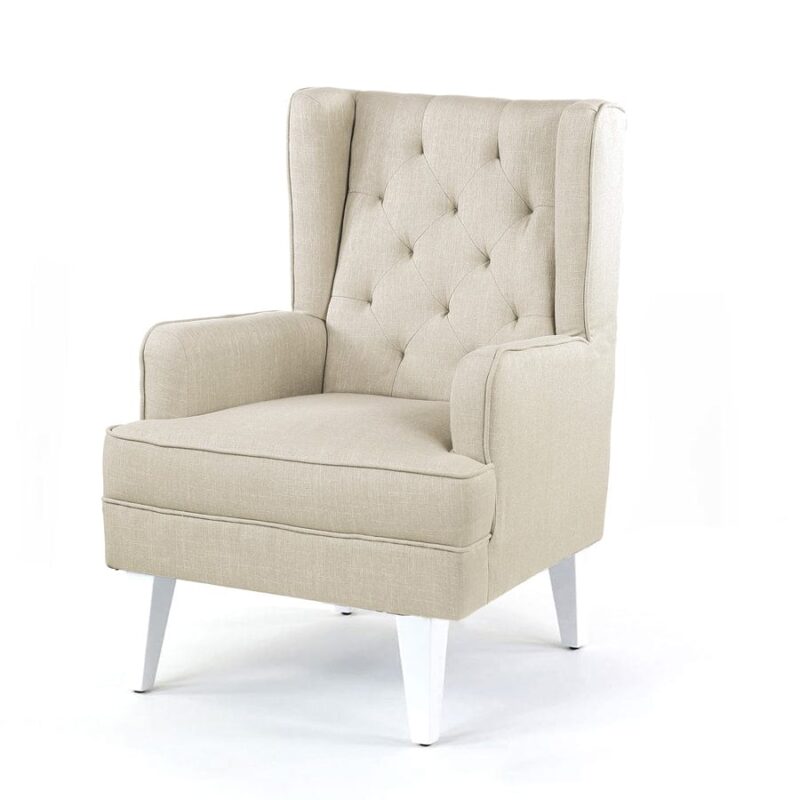 Isla Wingback Rocking Chair Wheat White Legs - Image 4