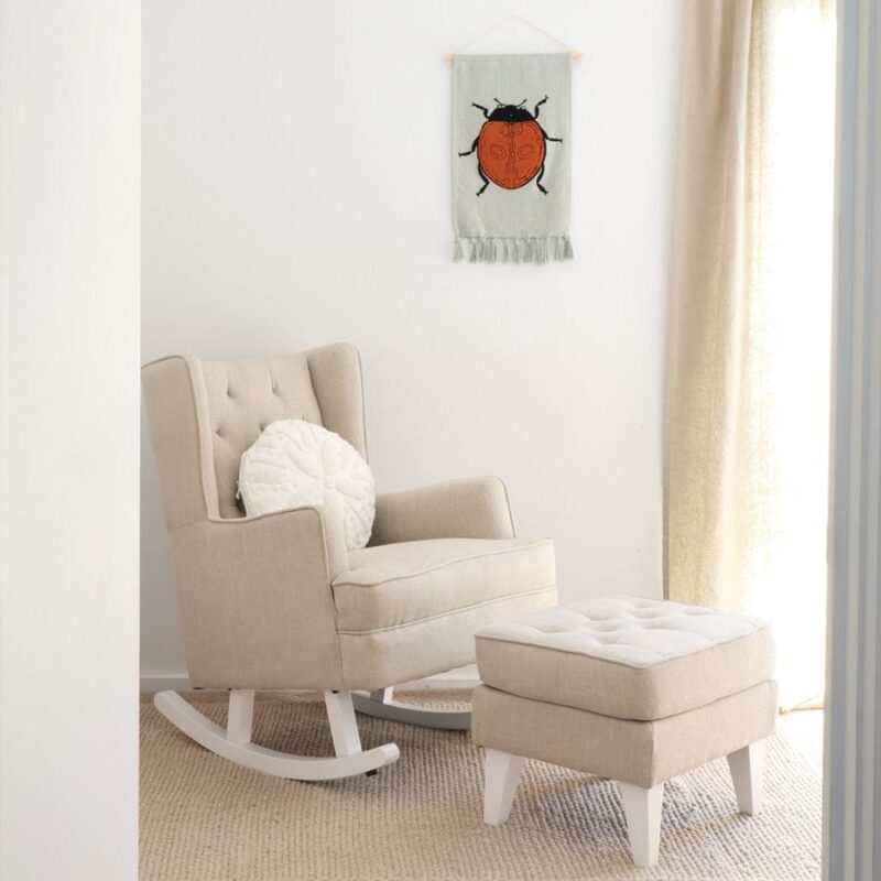 Isla Wingback Rocking Chair Wheat White Legs - Image 2