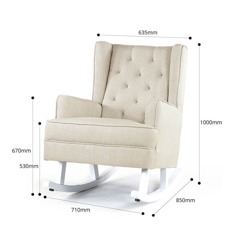 Isla Wingback Rocking Chair Wheat White Legs - Image 9