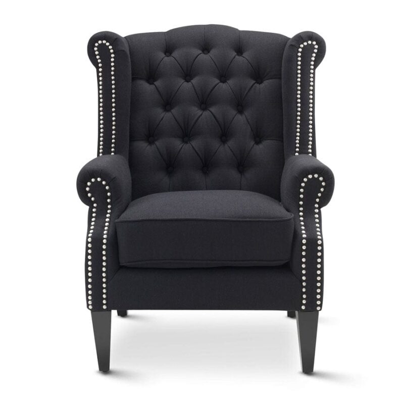 Royale Wingback Arm Chair Black - Image 2