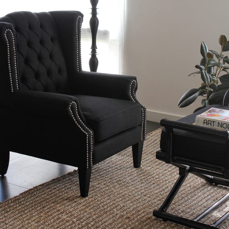 Royale Wingback Arm Chair Black - Image 6