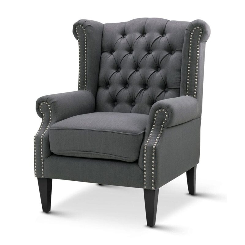 Royale Wingback Arm Chair Charcoal