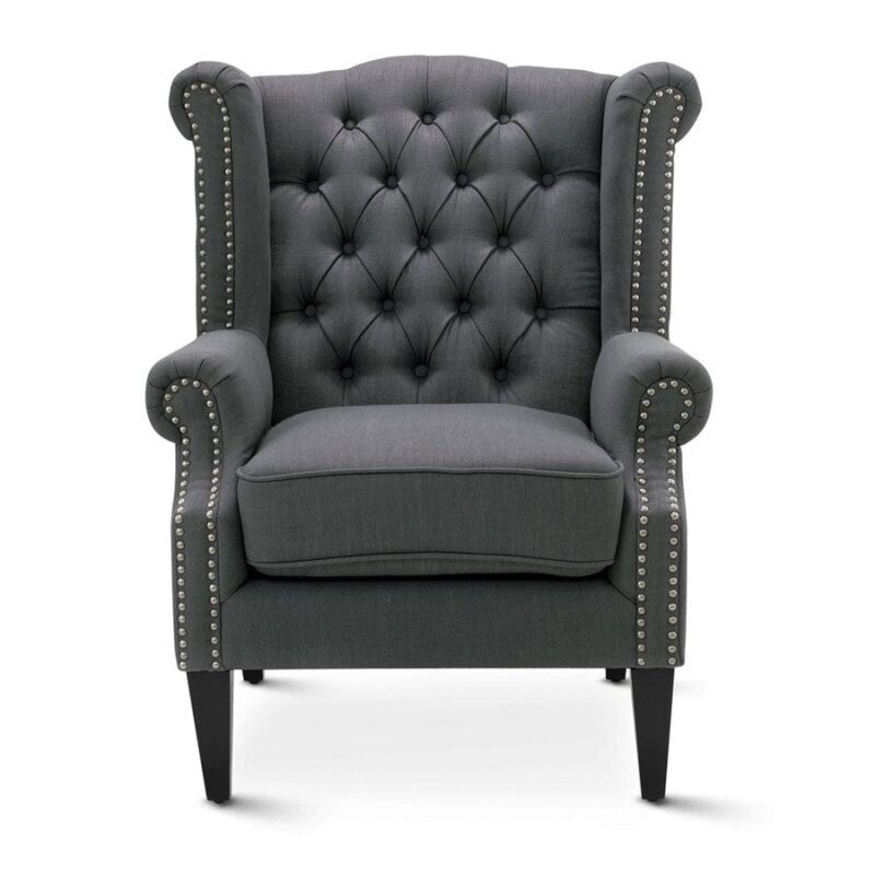 Royale Wingback Arm Chair Charcoal - Image 3