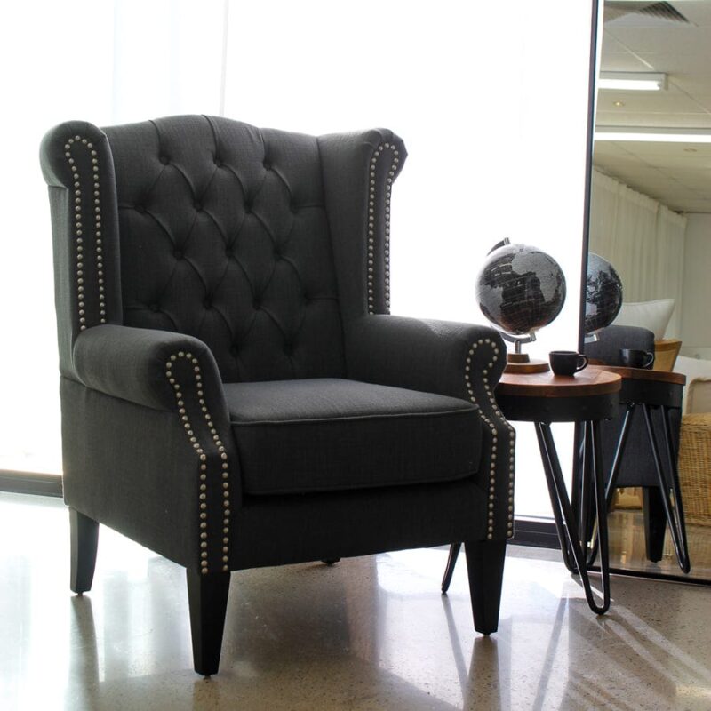 Royale Wingback Arm Chair Charcoal - Image 2