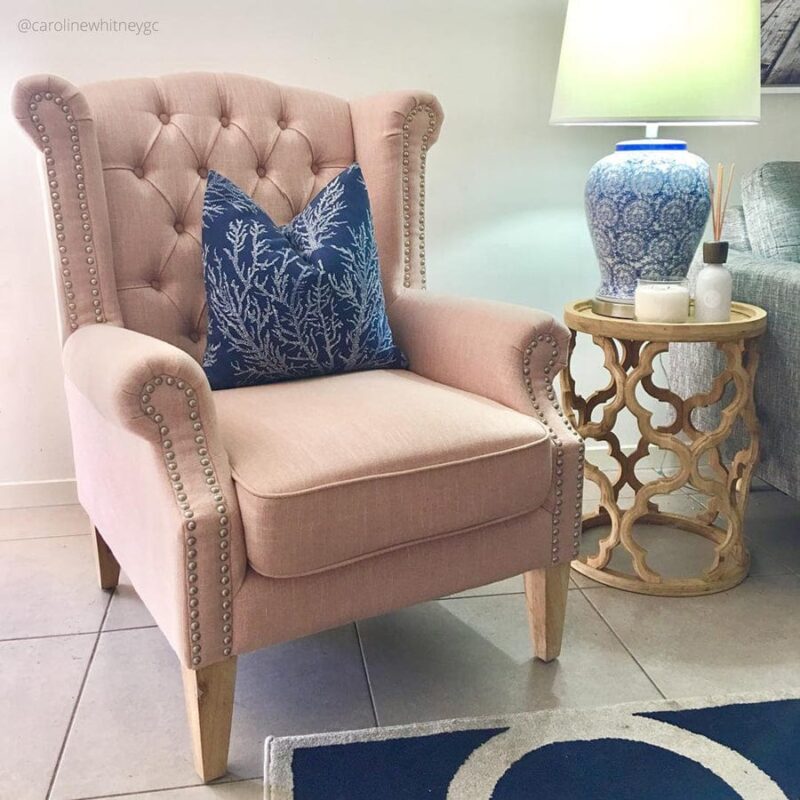 Royale Wingback Arm Chair Dusty Pink - Image 8