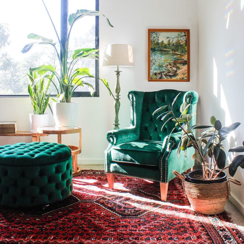 Royale Wingback Arm Chair Emerald - Image 12