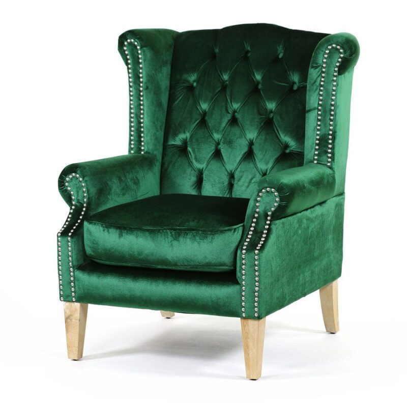 Royale Wingback Arm Chair Emerald