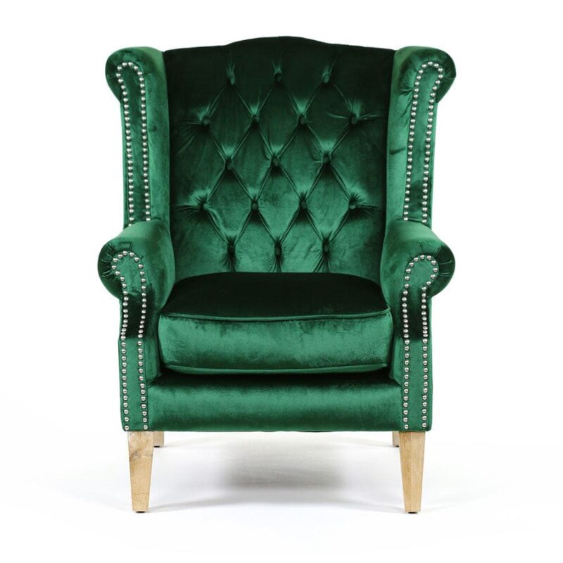 Royale Wingback Arm Chair Emerald - Image 3