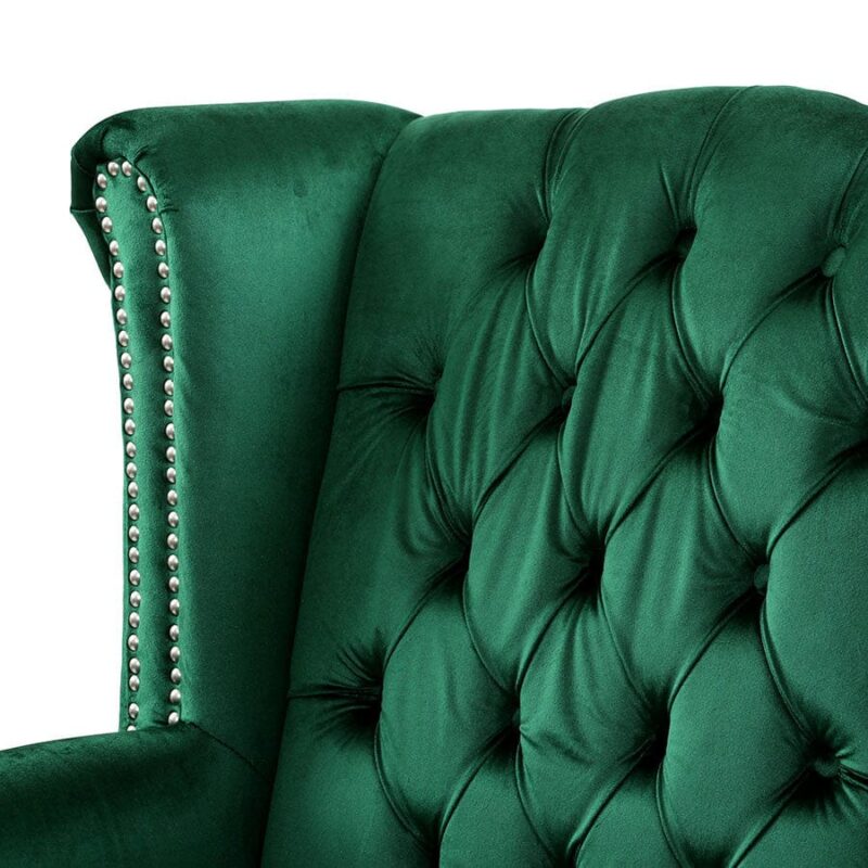 Royale Wingback Arm Chair Emerald - Image 5