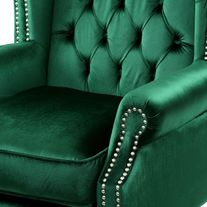 Royale Wingback Arm Chair Emerald - Image 7