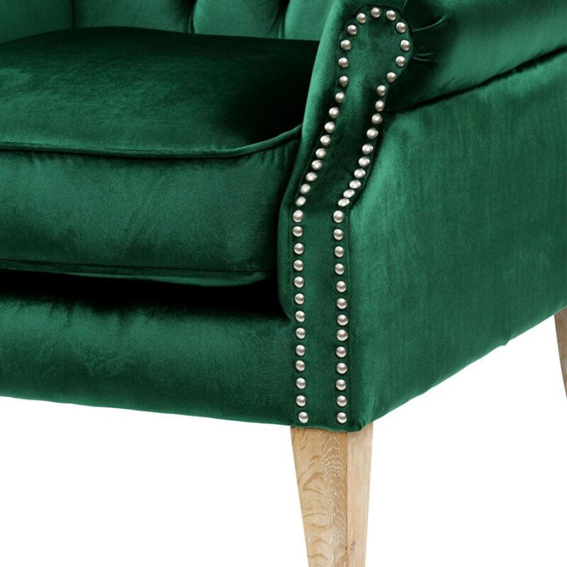 Royale Wingback Arm Chair Emerald - Image 8