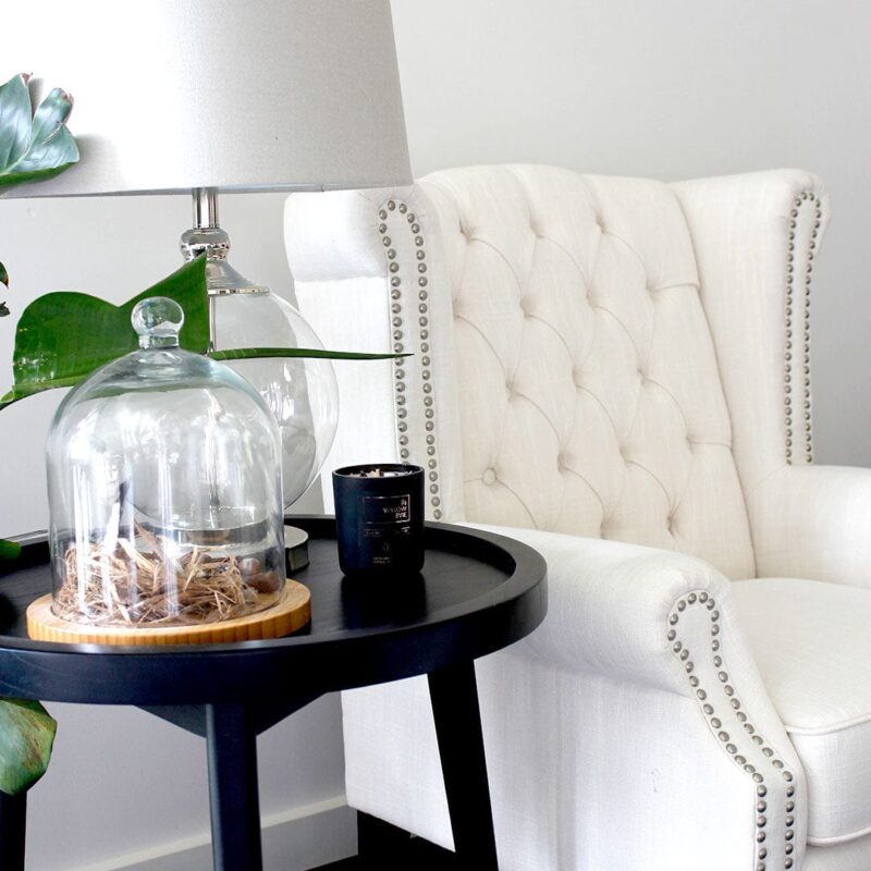 Royale Wingback Arm Chair Linen White - Image 7