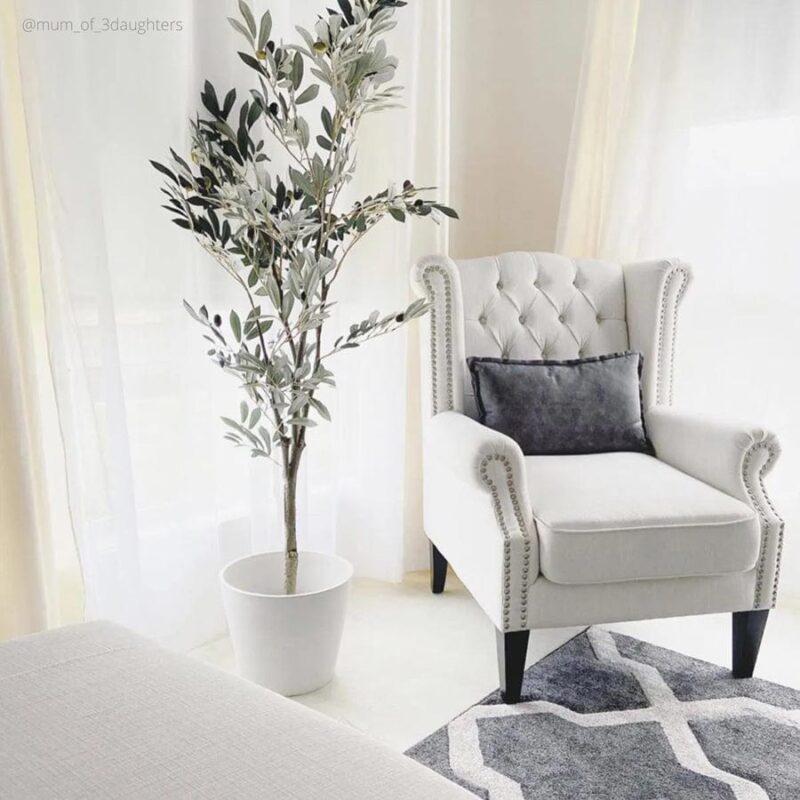 Royale Wingback Arm Chair Linen White - Image 10