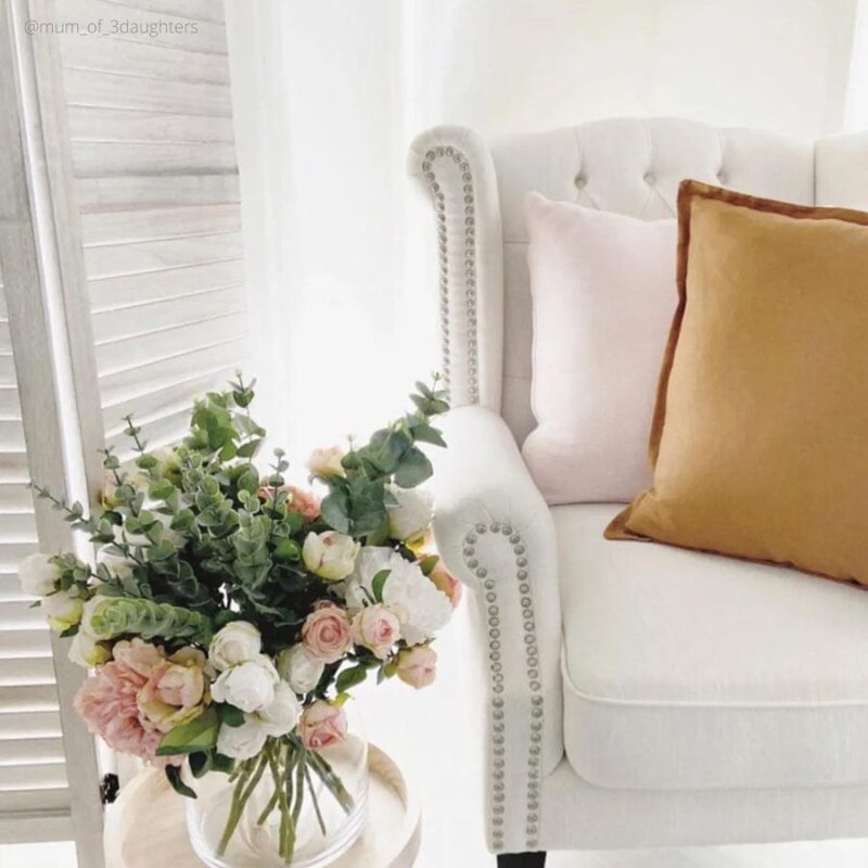 Royale Wingback Arm Chair Linen White - Image 9