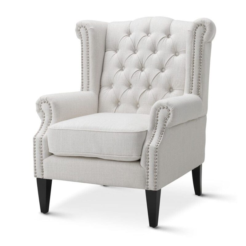 Royale Wingback Arm Chair Linen White