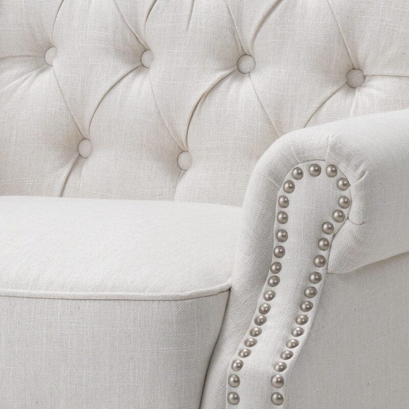 Royale Wingback Arm Chair Linen White - Image 5